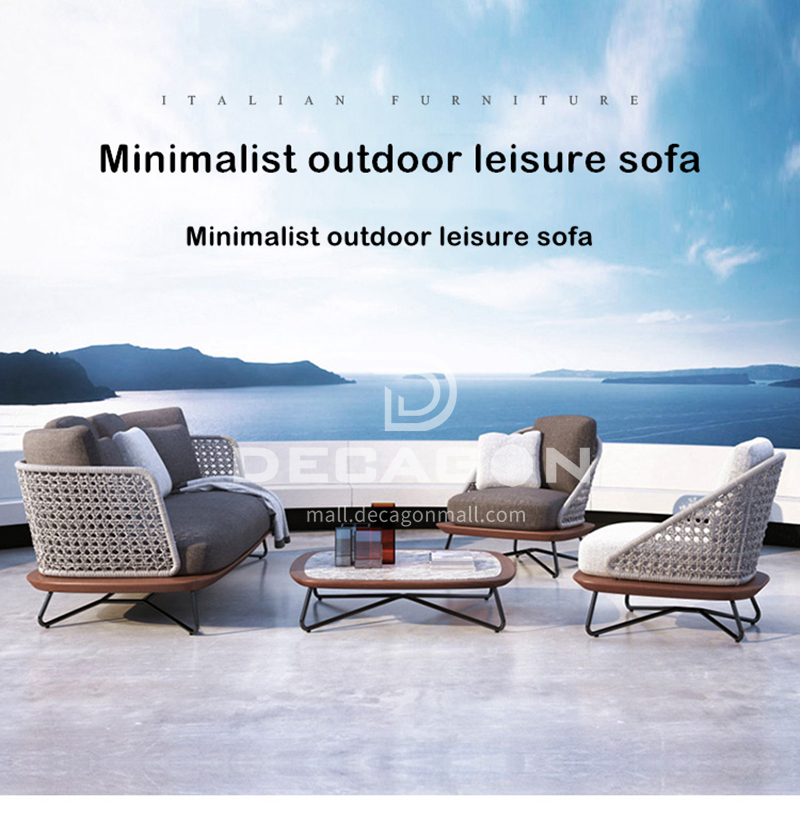 Xw 31 Nordic Outdoor Sofa Small Coffee Table Combination Balcony Rattan Chair And Garden Leisure Pineapple Lattice Solid Wood Braided Rope Furniture Xw 31 Nordic Outdoor Sofa Small Coffee, Balcony Size Outdoor Furniture